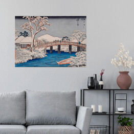 Plakat Utugawa Hiroshige Hodogaya The Katabira River and Katabira Bridge. Reprodukcja 
