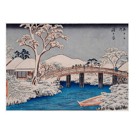 Plakat Utugawa Hiroshige Hodogaya The Katabira River and Katabira Bridge. Reprodukcja 