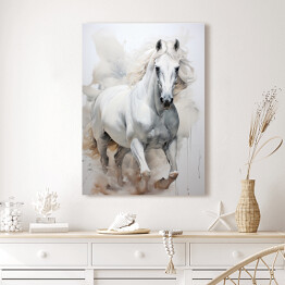 Obraz na płótnie Biały koń w galopie