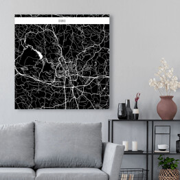 Obraz na płótnie Mapy miast świata - Brno - czarna