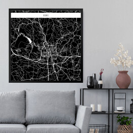 Obraz w ramie Mapy miast świata - Brno - czarna