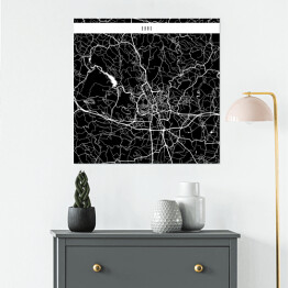 Plakat samoprzylepny Mapy miast świata - Brno - czarna