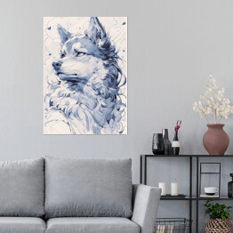 Plakat samoprzylepny Portret wilka rysunek 