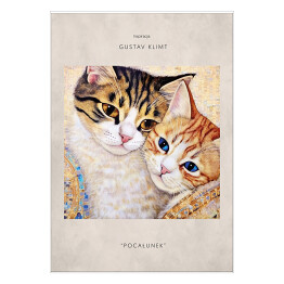 Plakat Portret kotów inspirowany sztuką - Gustav Klimt "Pocałunek"