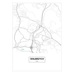 Plakat samoprzylepny Mapa Wałbrzycha z napisem na białym tle