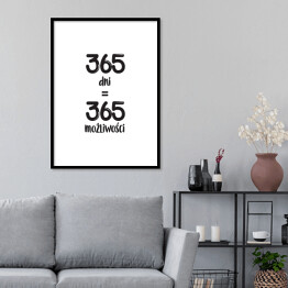Plakat w ramie "365 dni..." - typografia na białym tle