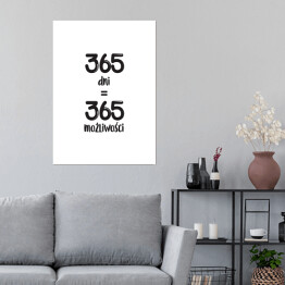 Plakat samoprzylepny "365 dni..." - typografia na białym tle