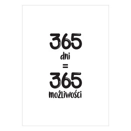 Plakat "365 dni..." - typografia na białym tle
