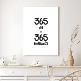 Obraz klasyczny "365 dni..." - typografia na białym tle