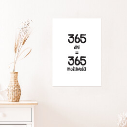 Plakat "365 dni..." - typografia na białym tle