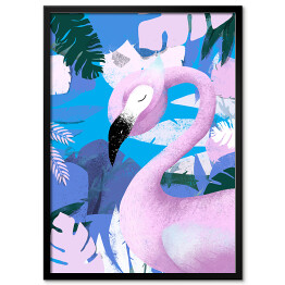 Plakat w ramie Dżungla - różowy flaming