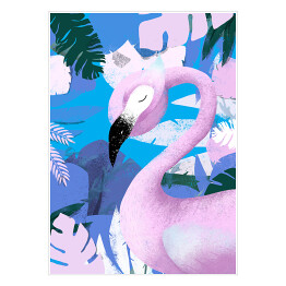 Plakat samoprzylepny Dżungla - różowy flaming