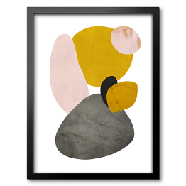 Obraz w ramie Złoto szara abstrakcja z czarnym elementem