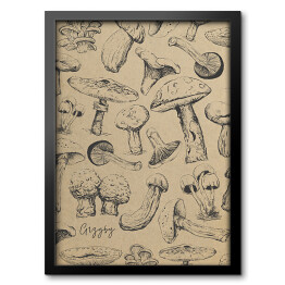 Obraz w ramie Ilustracja - grzyby