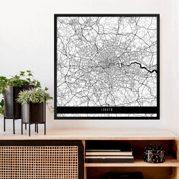 Obraz w ramie Mapy miast świata - Londyn - biała