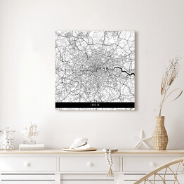 Obraz na płótnie Mapy miast świata - Londyn - biała