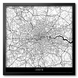 Obraz w ramie Mapy miast świata - Londyn - biała