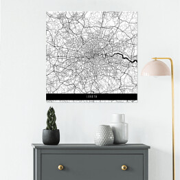 Plakat samoprzylepny Mapy miast świata - Londyn - biała