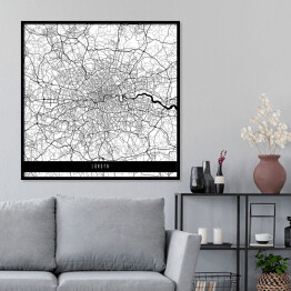 Plakat w ramie Mapy miast świata - Londyn - biała