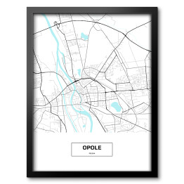 Obraz w ramie Mapa Opola z podpisem na białym tle