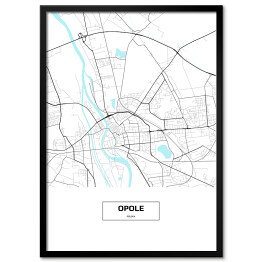 Plakat w ramie Mapa Opola z podpisem na białym tle
