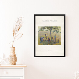Obraz w ramie Camille Pissarro "Zbiory jabłek" - reprodukcja z napisem. Plakat z passe partout
