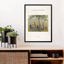 Obraz w ramie Camille Pissarro "Zbiory jabłek" - reprodukcja z napisem. Plakat z passe partout