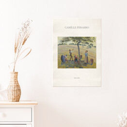 Plakat Camille Pissarro "Zbiory jabłek" - reprodukcja z napisem. Plakat z passe partout