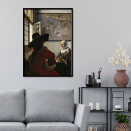 Plakat w ramie Johannes Vermeer "Żołnierz i śmiejąca się dziewczyna" - reprodukcja