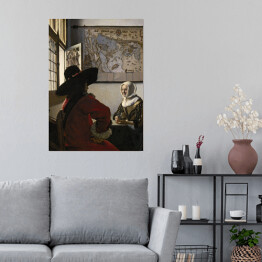 Plakat samoprzylepny Johannes Vermeer "Żołnierz i śmiejąca się dziewczyna" - reprodukcja