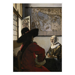 Plakat Johannes Vermeer "Żołnierz i śmiejąca się dziewczyna" - reprodukcja