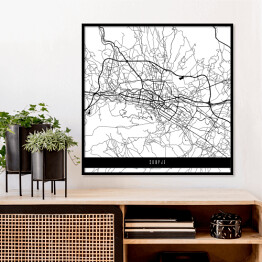 Plakat w ramie Mapa miast świata - Skopje - biała