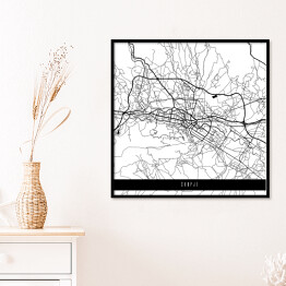 Plakat w ramie Mapa miast świata - Skopje - biała