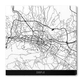 Obraz na płótnie Mapa miast świata - Skopje - biała