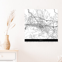 Plakat samoprzylepny Mapa miast świata - Skopje - biała
