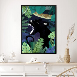 Obraz w ramie Dżungla - czarna puma