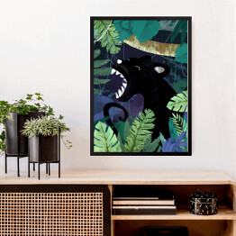 Obraz w ramie Dżungla - czarna puma
