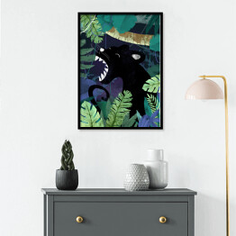 Plakat w ramie Dżungla - czarna puma