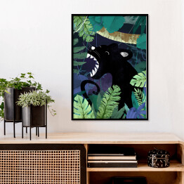 Plakat w ramie Dżungla - czarna puma