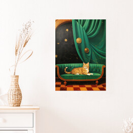 Plakat samoprzylepny Kot na kanapie