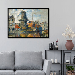 Plakat w ramie Claude Monet "Wiatrak, Amsterdam" - reprodukcja