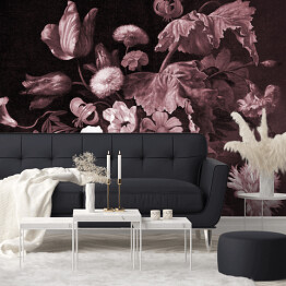 Fototapeta winylowa zmywalna Kompozycja kwiatowa w stylu barokowym - burgund - chłodny odcień
