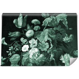 Fototapeta winylowa zmywalna Kompozycja kwiatowa w stylu barokowym - butelkowa zieleń