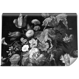 Fototapeta winylowa zmywalna Kompozycja kwiatowa w stylu barokowym - czarno białe