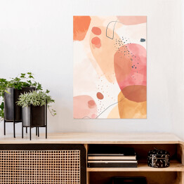 Plakat samoprzylepny Akwarelowa kompozycja geometryczna w ciepłych barwach