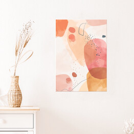 Plakat samoprzylepny Akwarelowa kompozycja geometryczna w ciepłych barwach