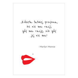 Plakat Cytat Marylin Monroe - czerwone usta na białym tle