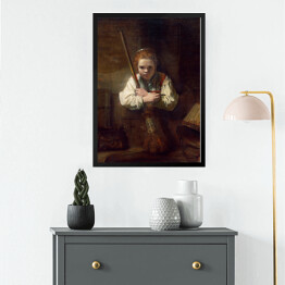 Obraz w ramie Rembrandt Dziewczyna z miotłą. Reprodukcja