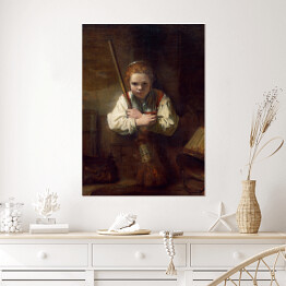 Plakat Rembrandt Dziewczyna z miotłą. Reprodukcja