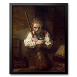 Obraz w ramie Rembrandt Dziewczyna z miotłą. Reprodukcja